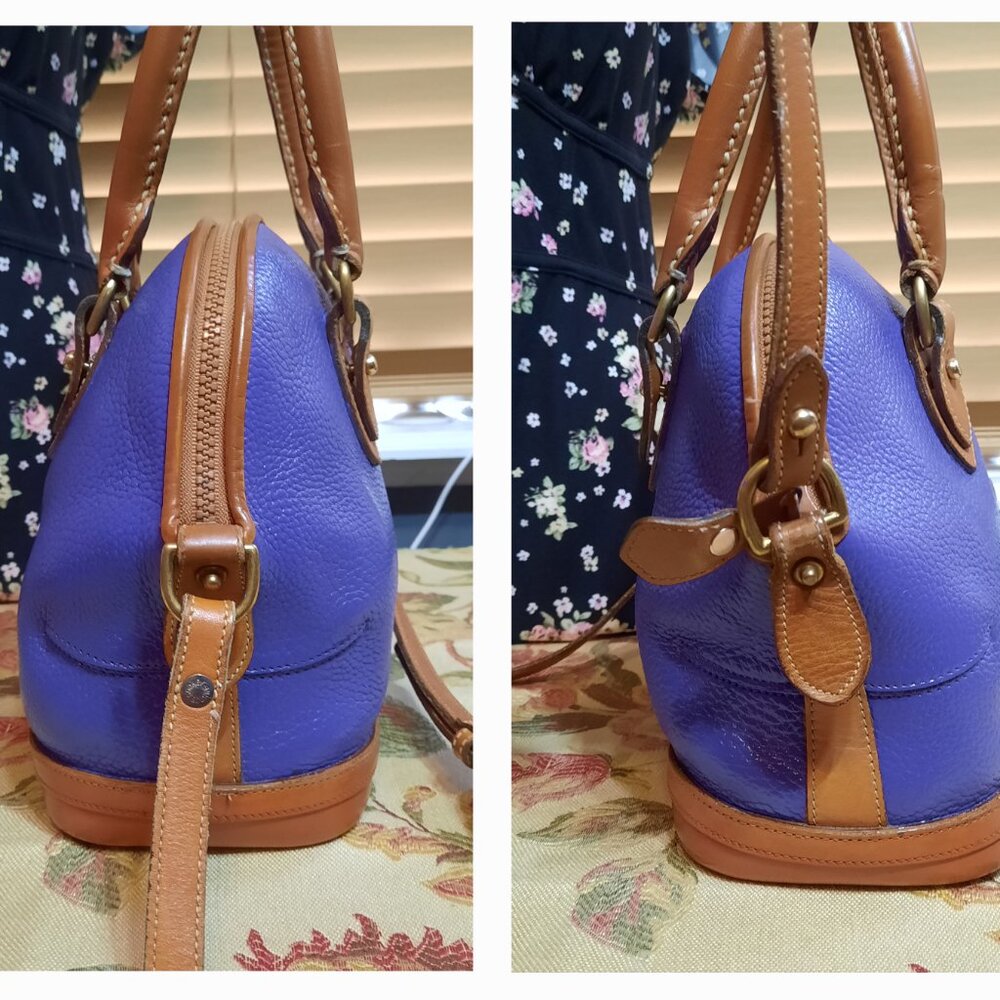 Vintage Dooney & Bourke Norfolk Hand Painted Violet Purple Satchel - Picture 10 of 15